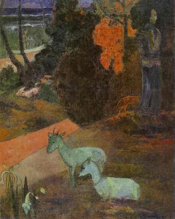 Landscape with Two Goats - Paul Gauguin Painting